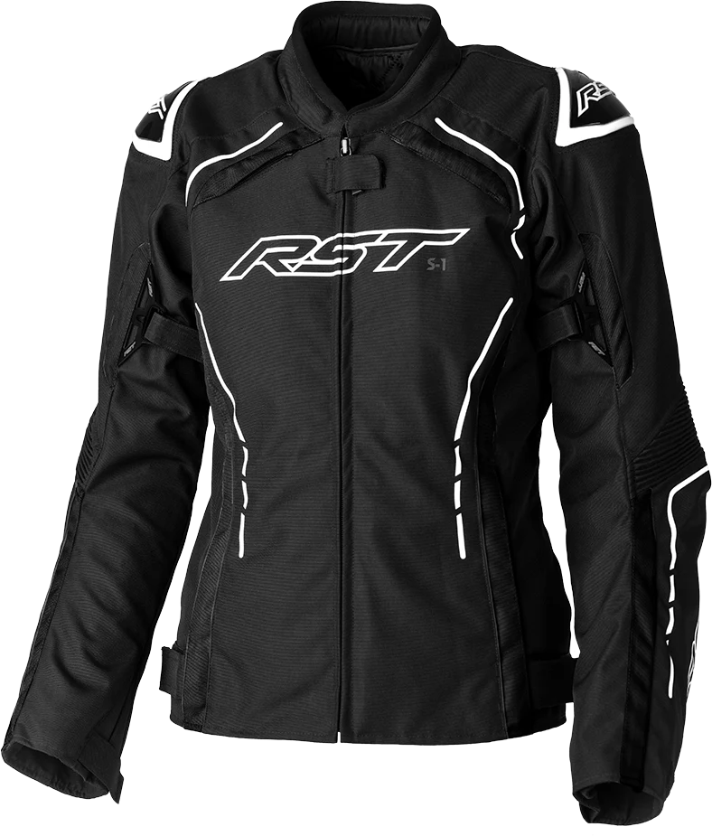 RST Ladies S1 Ce Jacket Black/White Textile Md 556-3056012